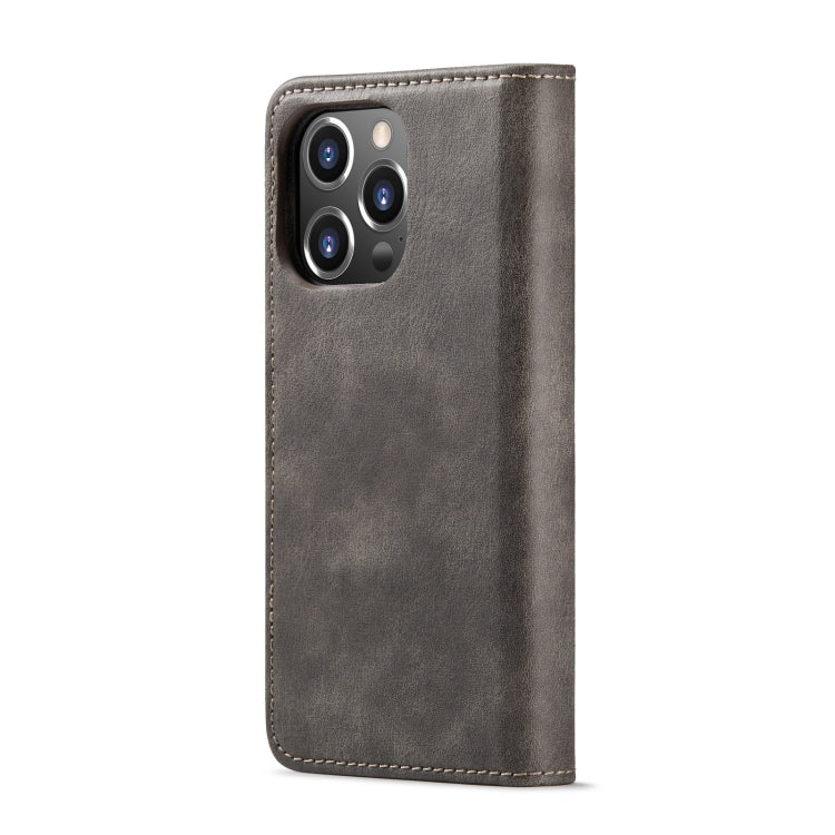 For iPhone 14 Pro Max DG.MING Crazy Horse Texture Detachable Magnetic Leather Case(Grey) - iPhone 14 Pro Max Cases by DG.MING | Online Shopping UK | buy2fix