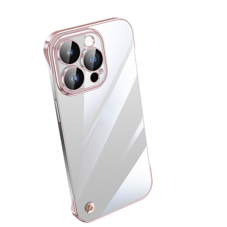 For iPhone 12 Pro Max Electroplating Frameless Clear PC Phone Case(Pink) - iPhone 12 Pro Max Cases by buy2fix | Online Shopping UK | buy2fix