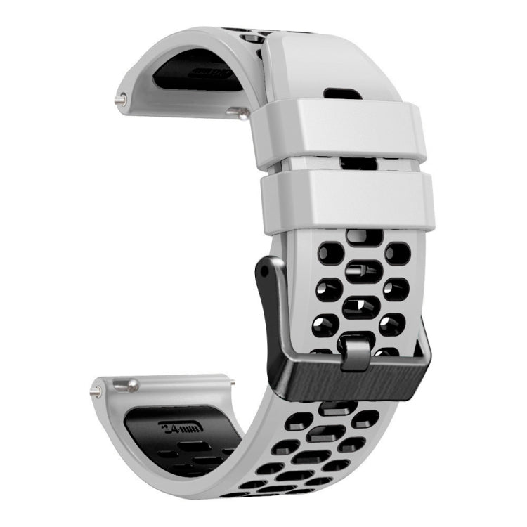 For Suunto 7 Three Rows Holes Silicone Watch Band(White Black) -  by buy2fix | Online Shopping UK | buy2fix