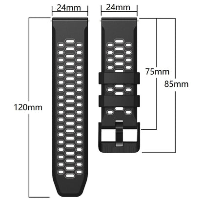 For Suunto 7 Three Rows Holes Silicone Watch Band(White Black) -  by buy2fix | Online Shopping UK | buy2fix