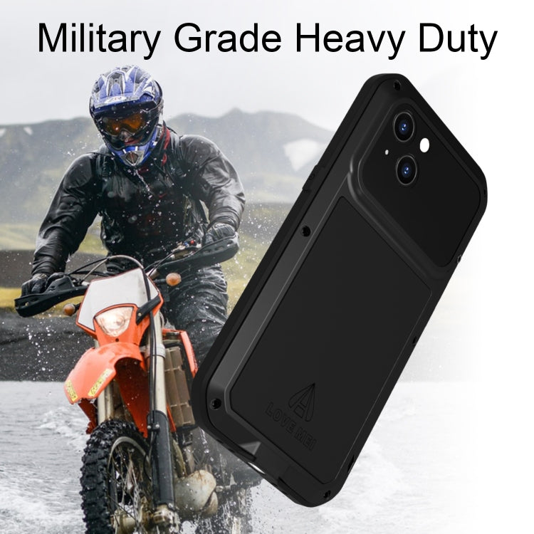 For iPhone 14 LOVE MEI Metal Shockproof Life Waterproof Dustproof Phone Case(Silver) - iPhone 14 Cases by LOVE MEI | Online Shopping UK | buy2fix