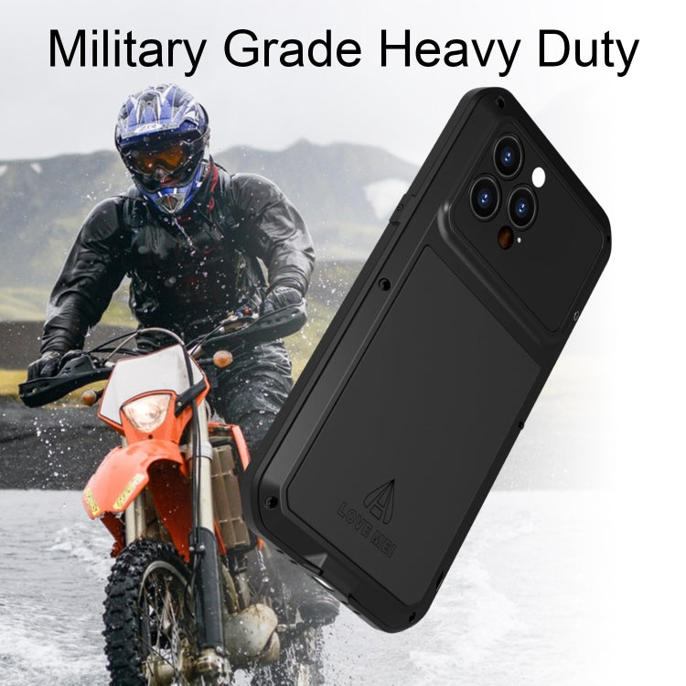 For iPhone 14 Pro LOVE MEI Metal Shockproof Life Waterproof Dustproof Phone Case(Black) - iPhone 14 Pro Cases by LOVE MEI | Online Shopping UK | buy2fix