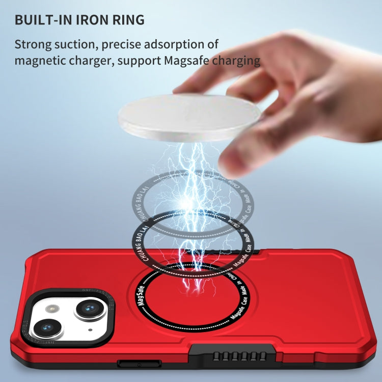 For iPhone 14 Plus MagSafe Shockproof Armor Phone Case(Red) - iPhone 14 Plus Cases by buy2fix | Online Shopping UK | buy2fix