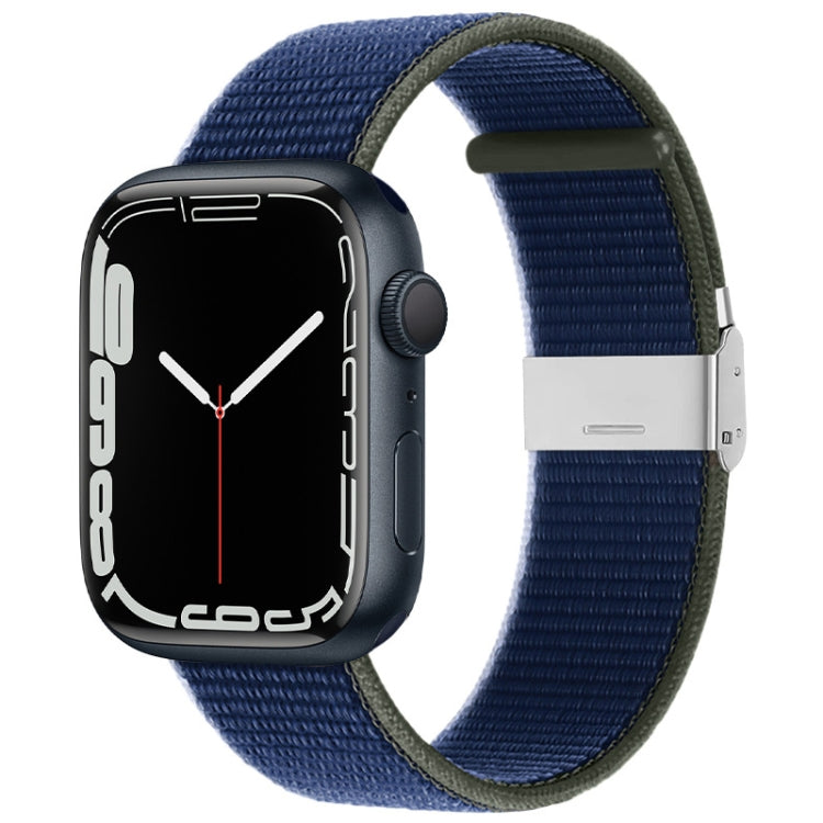 Metal Buckle Nylon Strap For Apple Watch Ultra 49mm / Series 8&7 45mm / SE 2&6&SE&5&4 44mm / 3&2&1 42mm(Sea ??Blue) - Watch Bands by buy2fix | Online Shopping UK | buy2fix