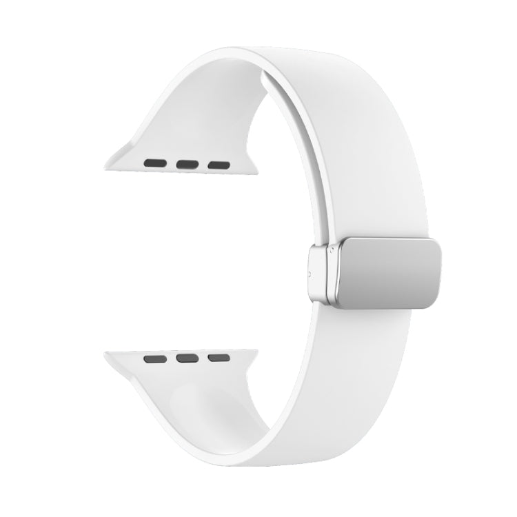 Folding Buckle Silicone Watch Band For Apple Watch Series 8&7 45mm / SE 2&6&SE&5&4 44mm / 3&2&1 42mm(White) - Watch Bands by buy2fix | Online Shopping UK | buy2fix