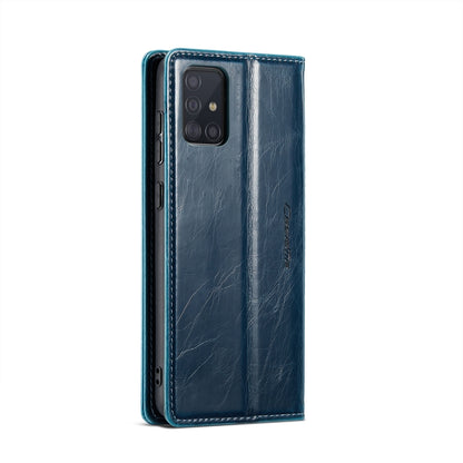 For Samsung Galaxy A51 4G/M40S CaseMe 003 Crazy Horse Texture Leather Phone Case(Blue) - Galaxy Phone Cases by CaseMe | Online Shopping UK | buy2fix