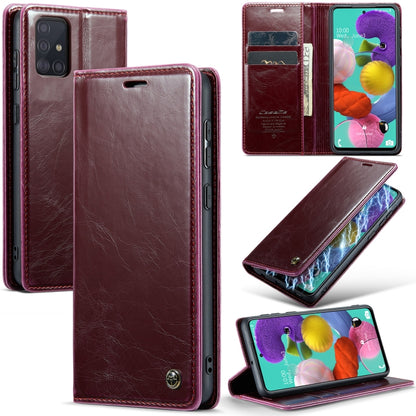 For Samsung Galaxy A51 4G/M40S CaseMe 003 Crazy Horse Texture Leather Phone Case(Wine Red) - Galaxy Phone Cases by CaseMe | Online Shopping UK | buy2fix