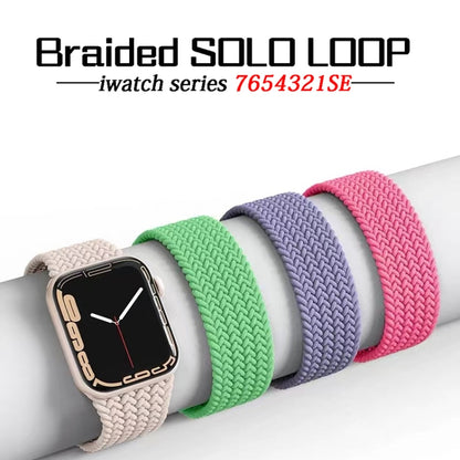 Nylon Single-turn Braided Watch Band For Apple Watch Ultra 49mm / Series 8&7 45mm / SE 2&6&SE&5&4 44mm / 3&2&1 42mm, Length:135mm(Camouflage) - Watch Bands by buy2fix | Online Shopping UK | buy2fix