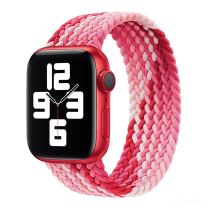 Nylon Single-turn Braided Watch Band For Apple Watch Ultra 49mm&Watch Ultra 2 49mm / Series 9&8&7 45mm / SE 3&SE 2&6&SE&5&4 44mm / 3&2&1 42mm, Length:165mm(Strawberry Red) - Watch Bands by buy2fix | Online Shopping UK | buy2fix