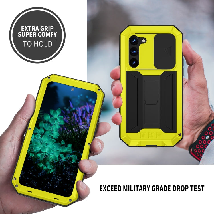 For Samsung Galaxy S23+ 5G R-JUST Sliding Camera Design Life Waterproof Dustproof Shockproof Phone Case(Yellow) - Galaxy S23+ 5G Cases by R-JUST | Online Shopping UK | buy2fix