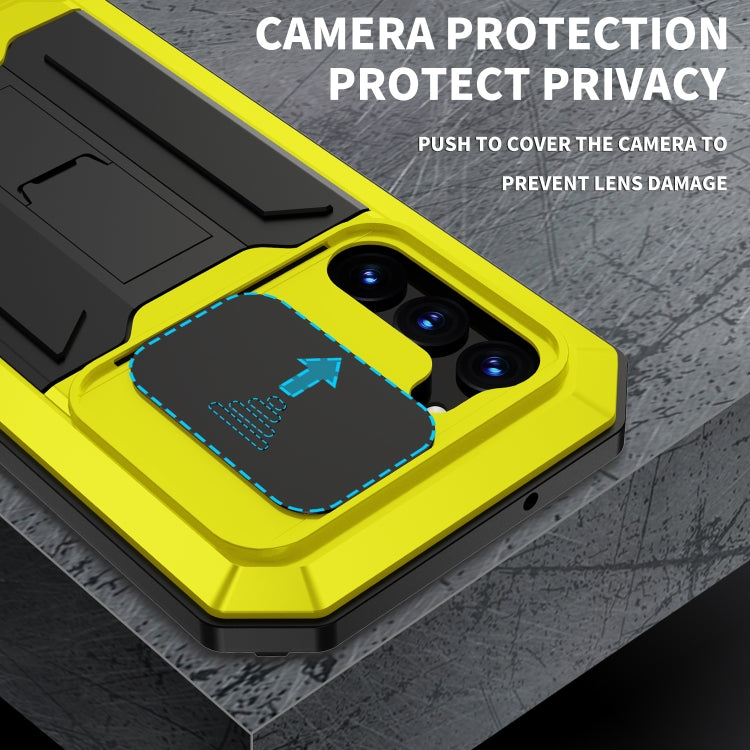 For Samsung Galaxy S23+ 5G R-JUST Sliding Camera Design Life Waterproof Dustproof Shockproof Phone Case(Yellow) - Galaxy S23+ 5G Cases by R-JUST | Online Shopping UK | buy2fix