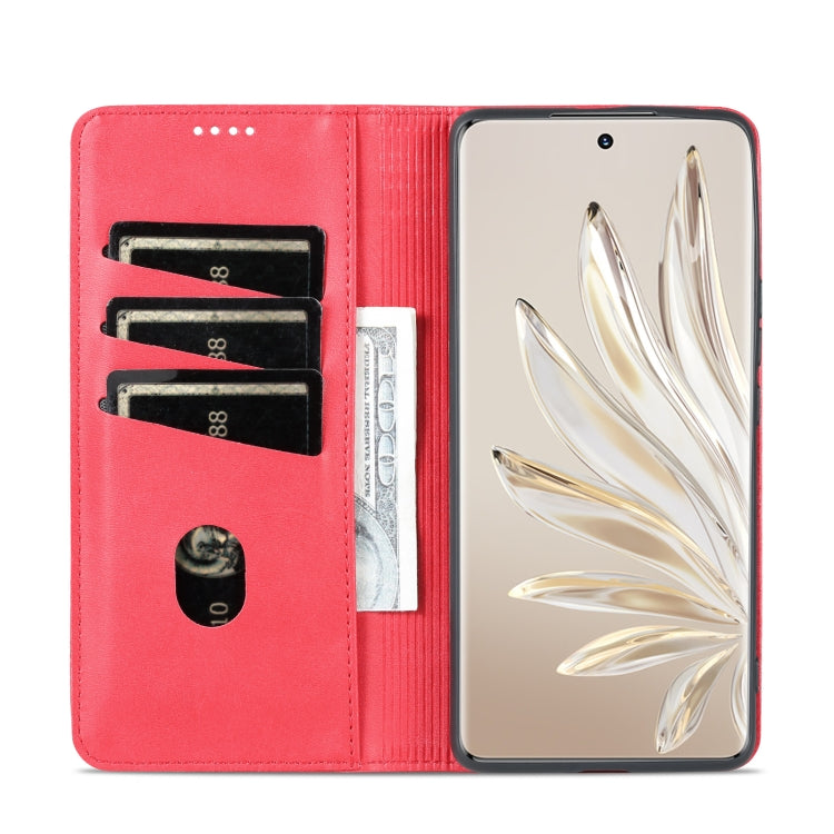 For Honor 80 AZNS Magnetic Calf Texture Leather Phone Case(Red) - Honor Cases by AZNS | Online Shopping UK | buy2fix