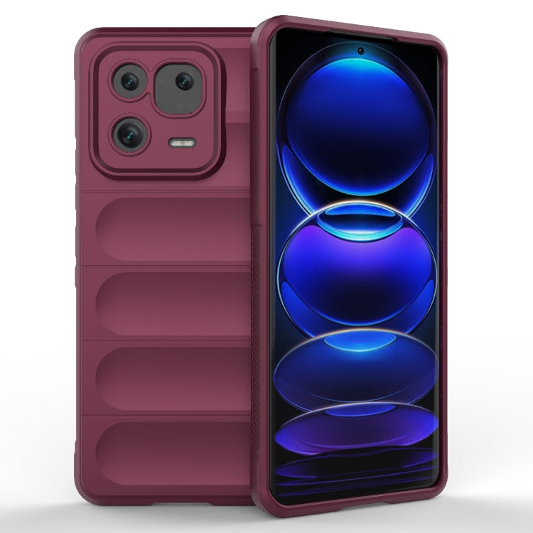 For Xiaomi 13 Pro 5G Magic Shield TPU + Flannel Phone Case(Wine Red) - 13 Pro Cases by buy2fix | Online Shopping UK | buy2fix