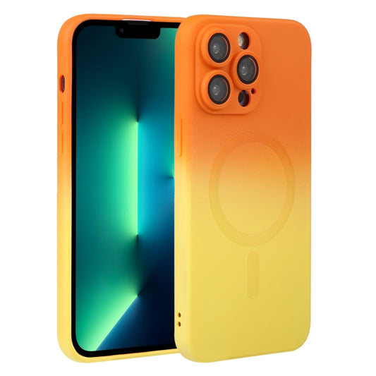 For iPhone 13 Pro Max Liquid TPU Silicone Gradient MagSafe Phone Case(Orange Yellow) - iPhone 13 Pro Max Cases by buy2fix | Online Shopping UK | buy2fix