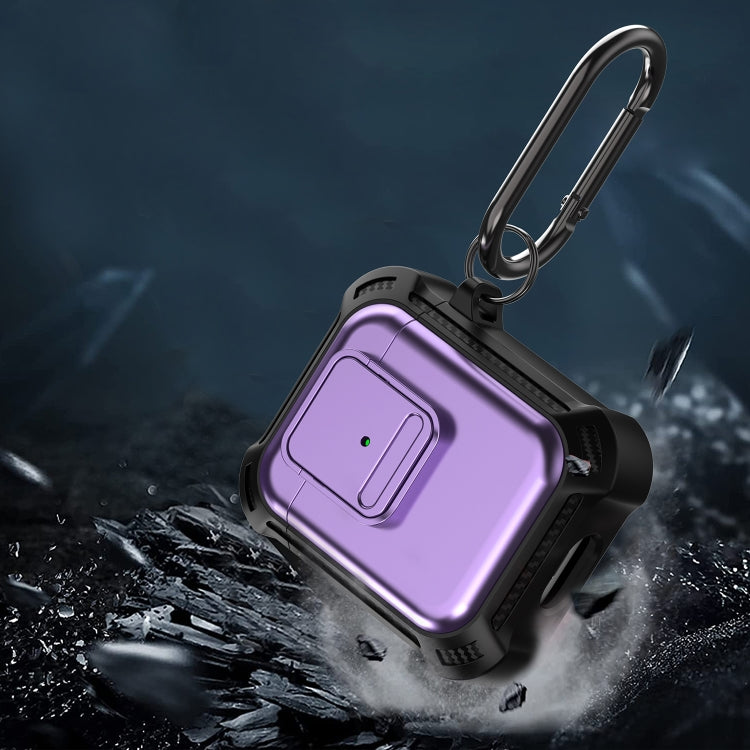 For AirPods 1 / 2 TPU + PC Shockproof Earphone Protective Case with Switch(Purple) - For AirPods 1/2 by buy2fix | Online Shopping UK | buy2fix