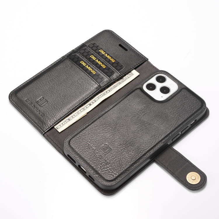 For iPhone 12/12 Pro DG.MING Crazy Horse Texture Detachable Magnetic Leather Case(Black) - iPhone 12 / 12 Pro Cases by DG.MING | Online Shopping UK | buy2fix