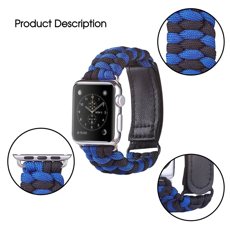 Paracord Plain Weave Hook And Loop Fastener Nylon Watch Band For Apple Watch Ultra 49mm&Watch Ultra 2 49mm / Series 9&8&7 45mm / SE 3&SE 2&6&SE&5&4 44mm / 3&2&1 42mm(Blue) - Watch Bands by buy2fix | Online Shopping UK | buy2fix