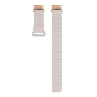 For Fitbit Charge 5 Magnetic Loop Leather Watch Band(Khaki) - Watch Bands by buy2fix | Online Shopping UK | buy2fix