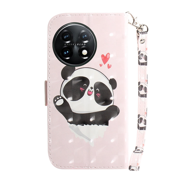 For OnePlus 11 3D Colored Horizontal Flip Leather Phone Case(Heart Panda) - OnePlus Cases by buy2fix | Online Shopping UK | buy2fix