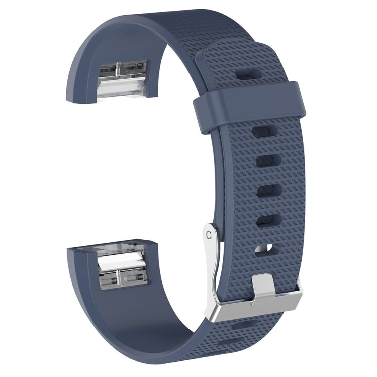 For Fitbit Charge 2 Common Texture Silicone  Watch Band with Buckle, Size:L(Blue Grey) - Watch Bands by buy2fix | Online Shopping UK | buy2fix