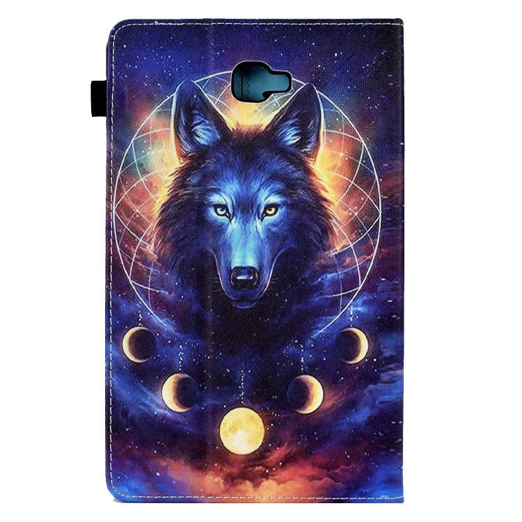 For Samsung Galaxy Tab A 10.1 2016 T580 Colored Drawing Stitching Elastic Band Leather Smart Tablet Case(Space Wolf) - Tab A 10.1 by buy2fix | Online Shopping UK | buy2fix