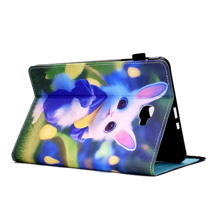 For Samsung Galaxy Tab A 10.1 2016 T580 Colored Drawing Stitching Elastic Band Leather Smart Tablet Case(Cute Rabbit) - Tab A 10.1 by buy2fix | Online Shopping UK | buy2fix