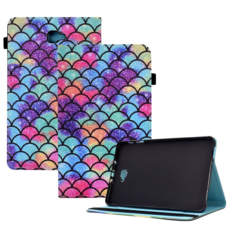 For Samsung Galaxy Tab A 10.1 2016 T580 Colored Drawing Stitching Elastic Band Leather Smart Tablet Case(Wavy Pattern) - Tab A 10.1 by buy2fix | Online Shopping UK | buy2fix