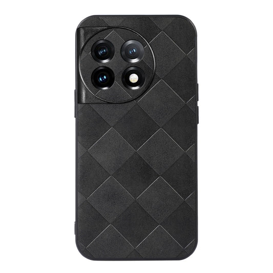 For OnePlus 11 Weave Plaid PU Phone Case(Black) - OnePlus Cases by buy2fix | Online Shopping UK | buy2fix