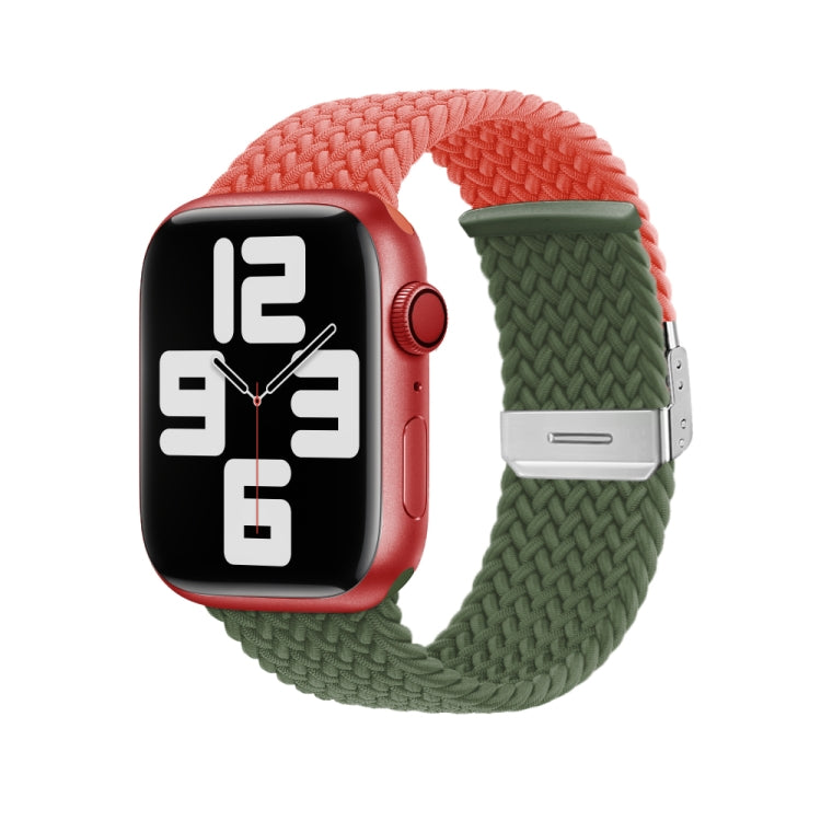 Nylon Braided Stitching Buckle Watch Band For Apple Watch Ultra 49mm&Watch Ultra 2 49mm / Series 9&8&7 45mm / SE 3&SE 2&6&SE&5&4 44mm / 3&2&1 42mm(Orange Olive Green) - Watch Bands by buy2fix | Online Shopping UK | buy2fix