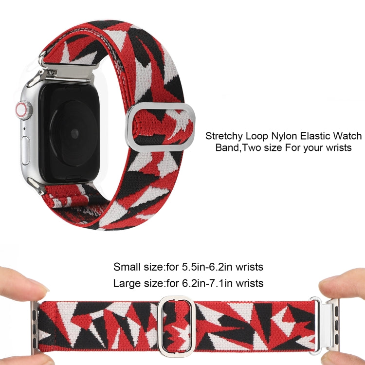 For Apple Watch Ultra 49mm&Watch Ultra 2 49mm / Series 9&8&7 45mm / SE 3&SE 2&6&SE&5&4 44mm / 3&2&1 42mm Buckle Elastic Nylon Watch Band(Red White) - Watch Bands by buy2fix | Online Shopping UK | buy2fix