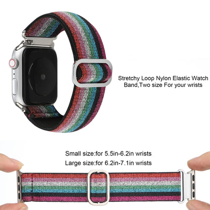 For Apple Watch Ultra 49mm&Watch Ultra 2 49mm / Series 9&8&7 45mm / SE 3&SE 2&6&SE&5&4 44mm / 3&2&1 42mm Buckle Elastic Nylon Watch Band(Blue Purple) - Watch Bands by buy2fix | Online Shopping UK | buy2fix