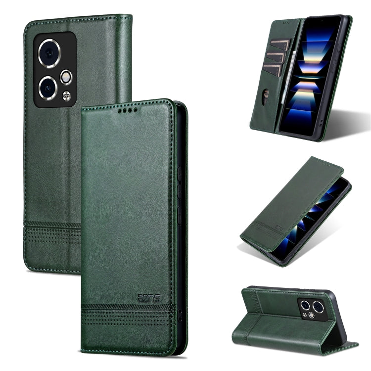 For Honor 90 GT AZNS Magnetic Calf Texture Flip Leather Phone Case(Dark Green) - Honor Cases by AZNS | Online Shopping UK | buy2fix