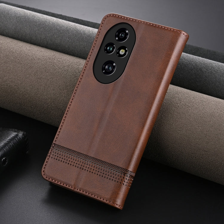 For Honor 200 AZNS Magnetic Calf Texture Flip Leather Phone Case(Dark Brown) - Honor Cases by AZNS | Online Shopping UK | buy2fix