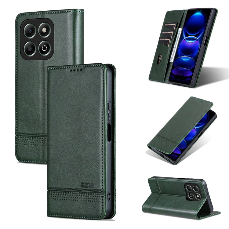 For Honor X6b AZNS Magnetic Calf Texture Flip Leather Phone Case(Dark Green) - Honor Cases by AZNS | Online Shopping UK | buy2fix