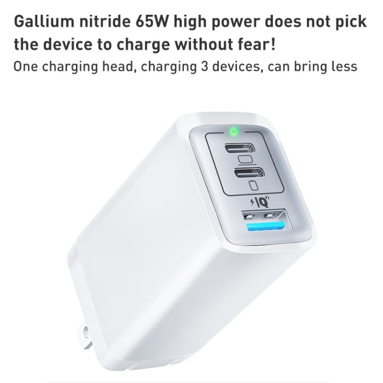 65W Dual PD USB-C / Type-C + USB 3-Port Gan Fast Charging Charger, Plug:EU Plug(White) - USB Charger by buy2fix | Online Shopping UK | buy2fix