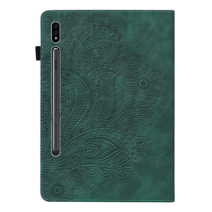 For Samsung Galaxy Tab S9 / S9 FE Peacock Embossed Pattern Leather Tablet Case(Green) - Galaxy Tab S9 Cases by buy2fix | Online Shopping UK | buy2fix