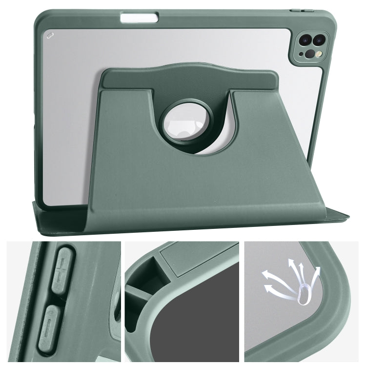 Acrylic 360 Degree Rotation Holder Tablet Leather Case For iPad Air 13 2024 / Pro 12.9 2022/2021/2020/2018(Pine Green) - iPad Pro 12.9 (2022/2021) Cases by buy2fix | Online Shopping UK | buy2fix