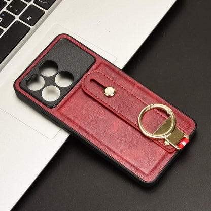 For Xiaomi Redmi K70/K70 Pro Wristband Leather Back Phone Case(Red) - K70 Pro Cases by buy2fix | Online Shopping UK | buy2fix