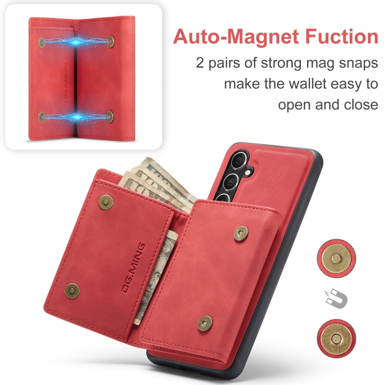 For Samsung Galaxy A55 5G DG.MING M1 Series 3-Fold Multi Card Wallet + Magnetic Phone Case(Red) - Galaxy Phone Cases by DG.MING | Online Shopping UK | buy2fix