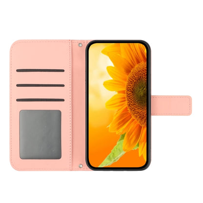 For Xiaomi Redmi 13C 4G Skin Feel Sun Flower Embossed Flip Leather Phone Case with Lanyard(Pink) - 13C Cases by buy2fix | Online Shopping UK | buy2fix