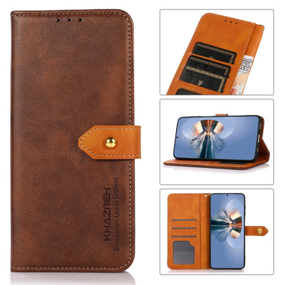 For Xiaomi Redmi K70 5G / K70 Pro 5G KHAZNEH Cowhide Texture Flip Leather Phone Case(Brown) - Xiaomi Cases by buy2fix | Online Shopping UK | buy2fix