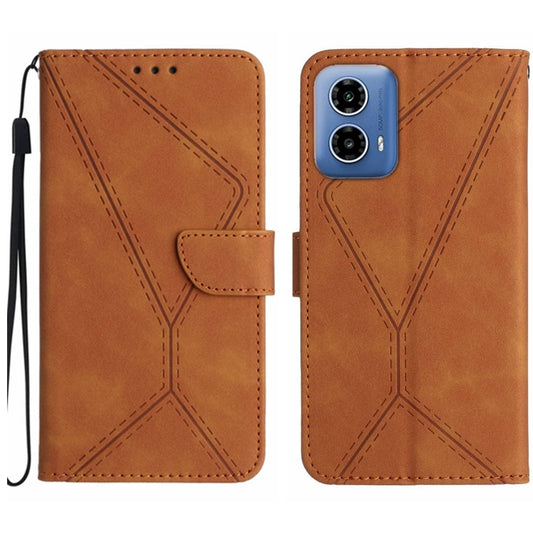 For Motorola Moto G04 / G24 Stitching Embossed Leather Phone Case(Brown) - Motorola Cases by buy2fix | Online Shopping UK | buy2fix