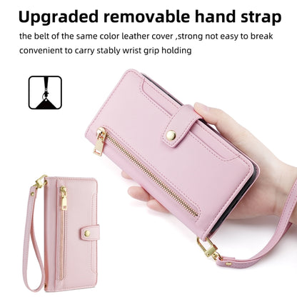 For Xiaomi Redmi Note 13 Pro+ 5G Sheep Texture Cross-body Zipper Wallet Leather Phone Case(Pink) - Note 13 Pro+ Cases by buy2fix | Online Shopping UK | buy2fix