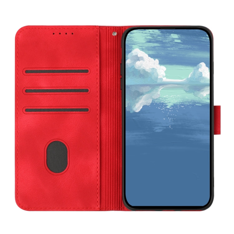 For Xiaomi Redmi Note 13 4G Line Pattern Skin Feel Leather Phone Case(Red) - Note 13 Cases by buy2fix | Online Shopping UK | buy2fix