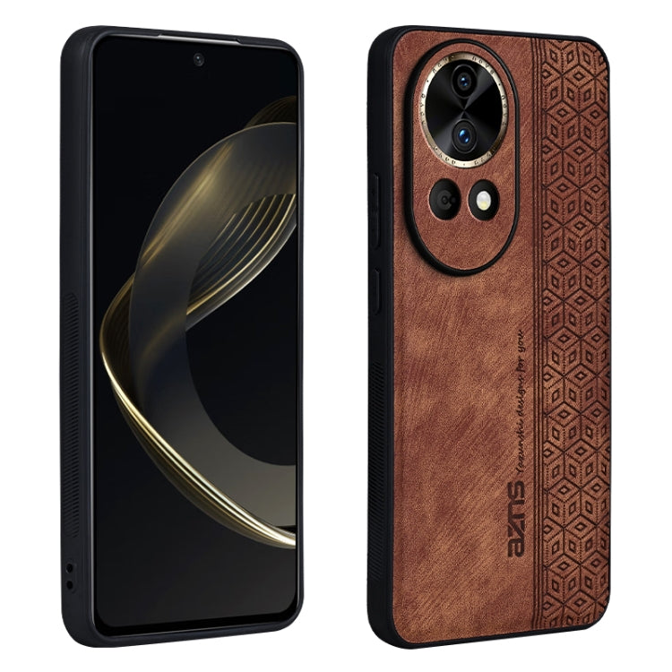 For Huawei nova 12 Pro AZNS 3D Embossed Skin Feel Phone Case(Brown) - Huawei Cases by AZNS | Online Shopping UK | buy2fix