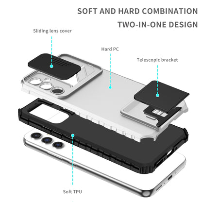 For Samsung Galaxy A34 5G Stereoscopic Holder Sliding Camshield Phone Case(White) - Galaxy Phone Cases by buy2fix | Online Shopping UK | buy2fix