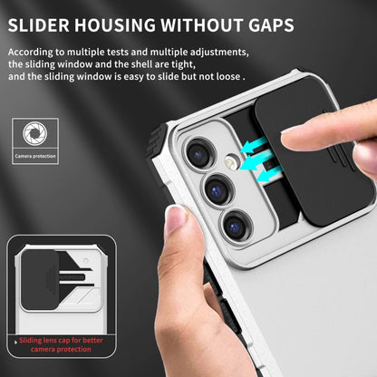 For Samsung Galaxy A34 5G Stereoscopic Holder Sliding Camshield Phone Case(White) - Galaxy Phone Cases by buy2fix | Online Shopping UK | buy2fix