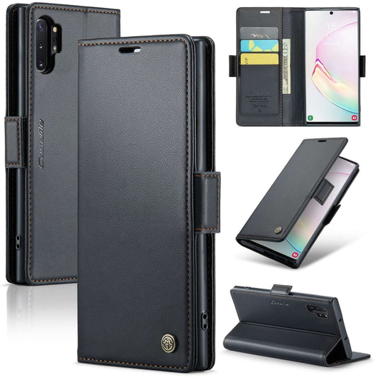 For Samsung Galaxy Note10+ CaseMe 023 Butterfly Buckle Litchi Texture RFID Anti-theft Leather Phone Case(Black) - Galaxy Phone Cases by CaseMe | Online Shopping UK | buy2fix