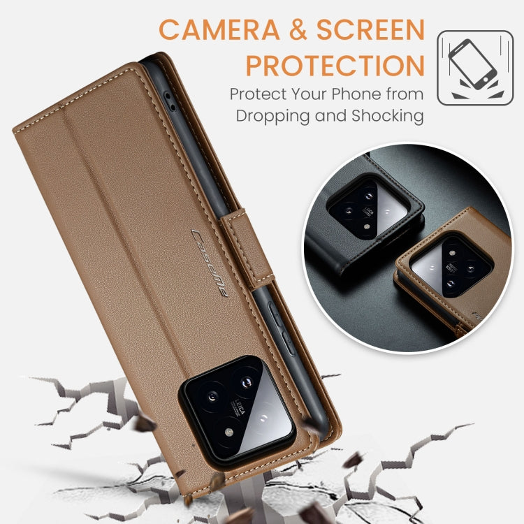 For Xiaomi 14 Pro CaseMe 023 Butterfly Buckle Litchi Texture RFID Anti-theft Leather Phone Case(Brown) - 14 Pro Cases by CaseMe | Online Shopping UK | buy2fix