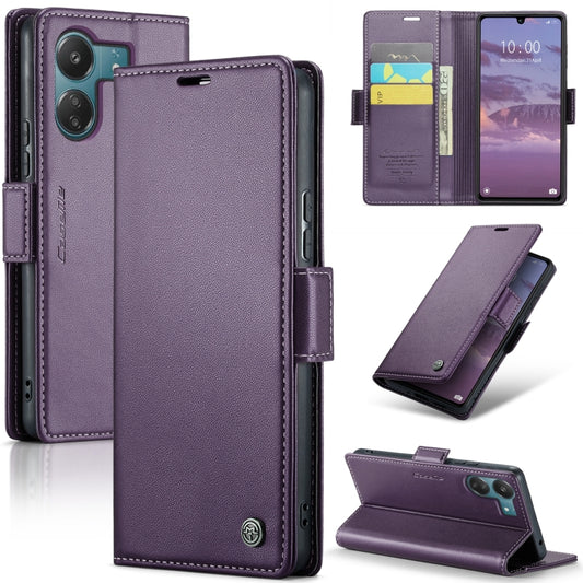 For Xiaomi Poco C65 4G CaseMe 023 Butterfly Buckle Litchi Texture RFID Anti-theft Leather Phone Case(Pearly Purple) - Xiaomi Cases by CaseMe | Online Shopping UK | buy2fix